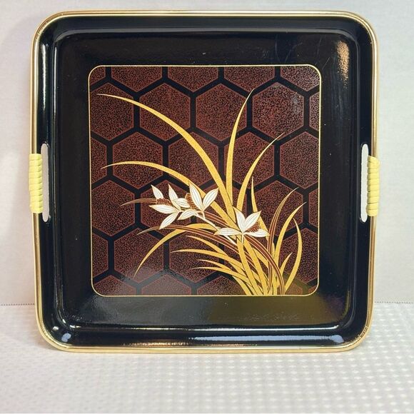 Vintage Himark Nishi Garden Hand Decorated Japanese Lacquerware Tray - Picture 3 of 4